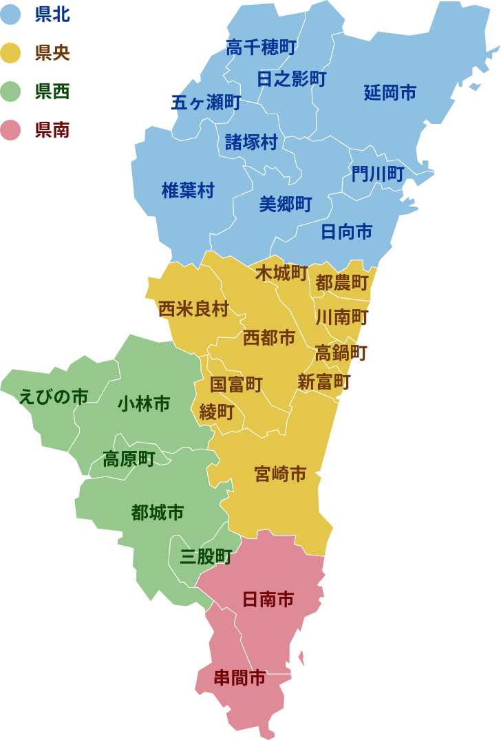 宮崎県の地図