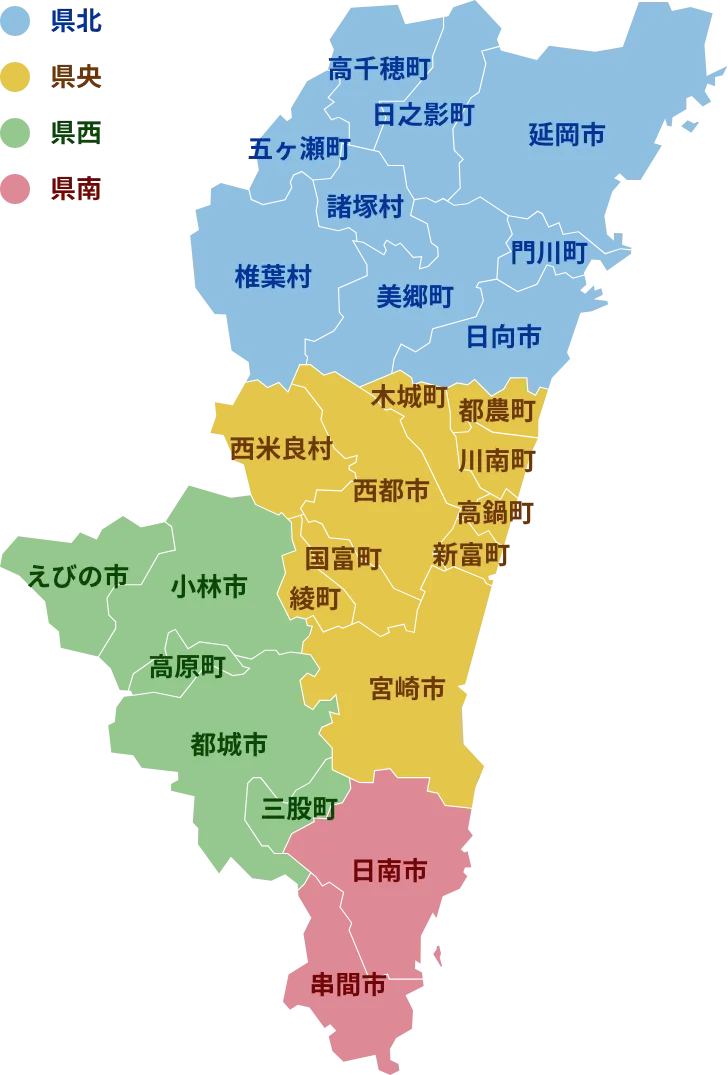 宮崎県の地図